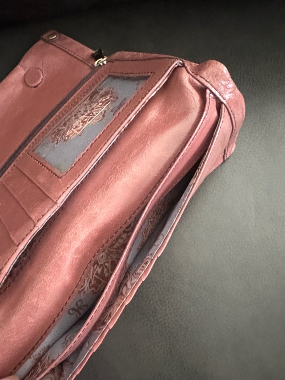 HOBO Pink Leather Fold-Over Clutch Wallet - Women - Picture 9 of 15